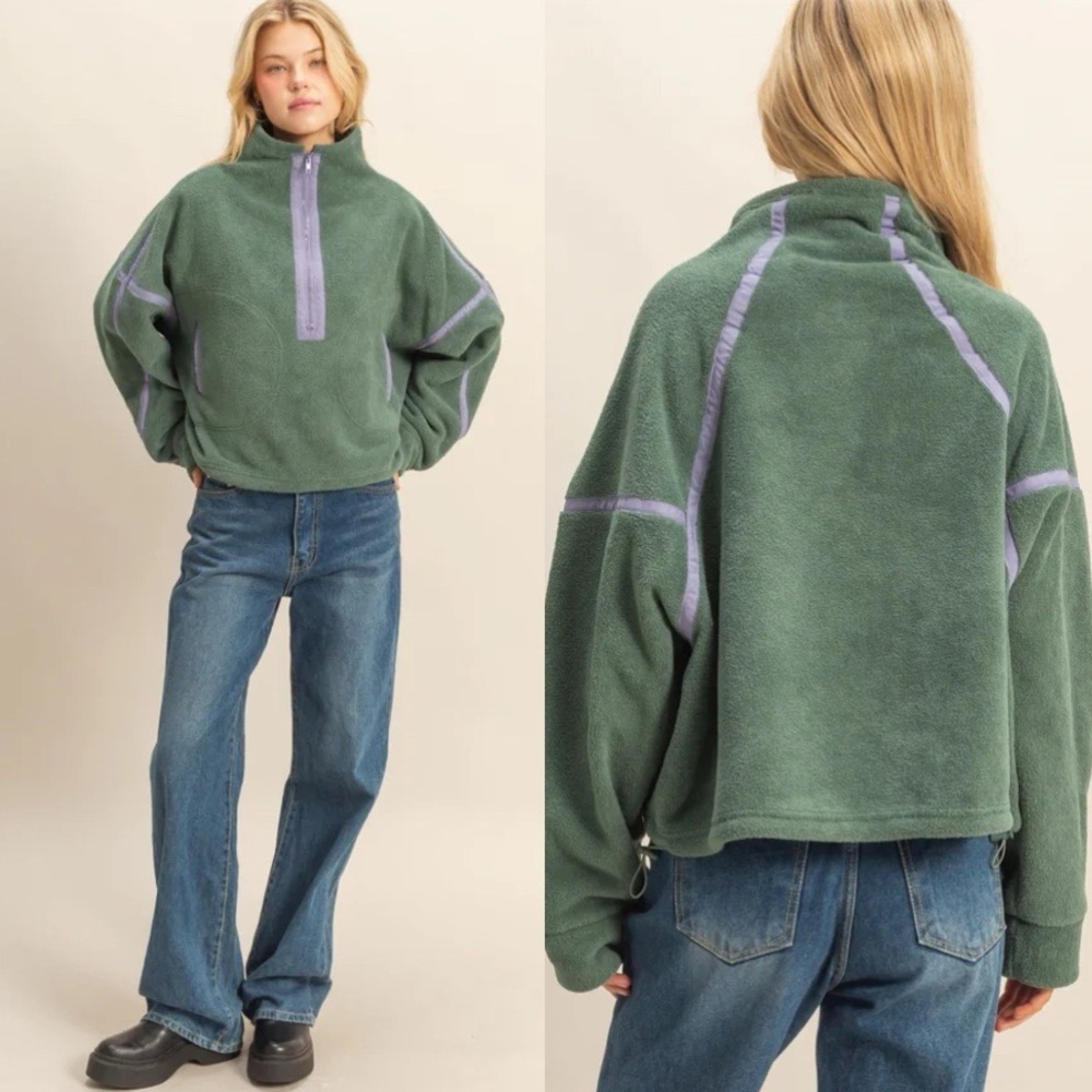 FREE PEOPLE Mountain 1/2 Half Zip Sherpa Pullover Jacket